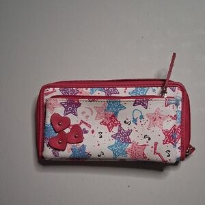 Pink and Purple Floral Wallet with Zipper Closures